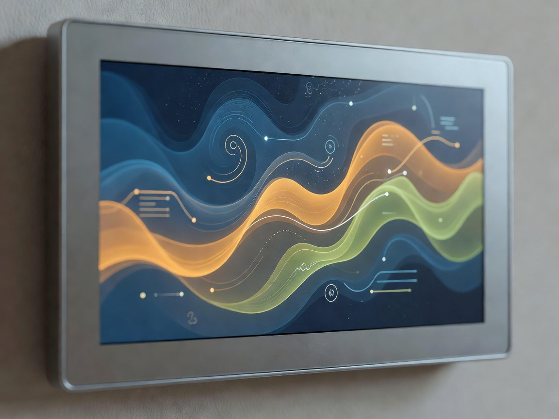 Detailed close up of AetherTemp predictive thermostat user interface