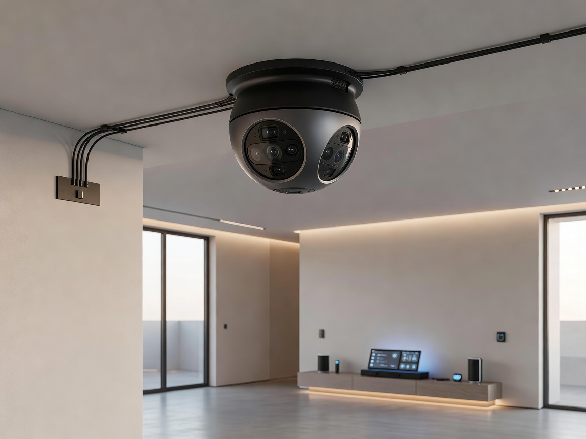 High tech AegisLock biometric gateway and AI security camera system mounted indoors